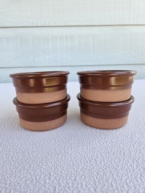 Cermer Tera Cotta Ramekin Set Of 4 Creme Brulee Dipping Nut Bowls 3 1/2" Wide